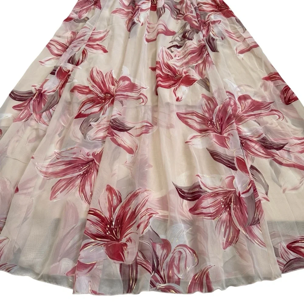 NWT Alexa B Floral Print Rhinestones Beautiful Maxi Dress Women’s Size 14W - Picture 12 of 14